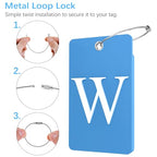 2 Pack Initial Luggage Tags for Suitcases Airplane Travel Essentials (Large W / Blue)