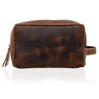 Genuine Leather Toiletry Bag for Men Extra Large Leather Men's Toiletry Bag for Traveling Real Leather Dopp Kit for Men Shaving Bag for Travel (BROWN / Men's Toiletry Bag 2)