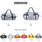 Drybag 60L Waterproof Dry Bag Heavy Duty Duffle Bag Travel Duffel Bag for Kayaking (Grey / 60L)