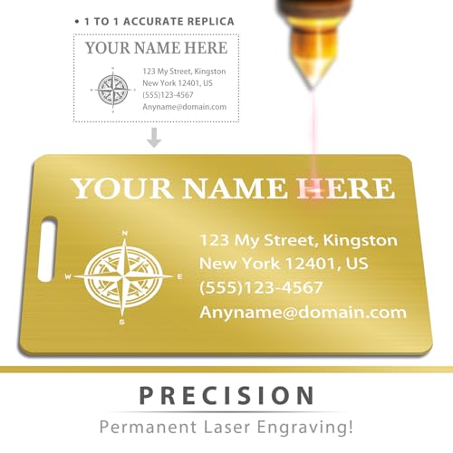 Personalized Metal Luggage Tags (Vertical Gold)
