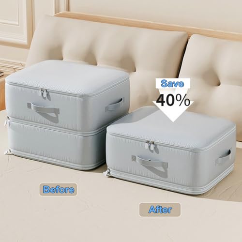 Ultra Space Saving Self Compression Organizer (Gray, X-Large, Thin Version, 1PC)