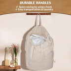 Cotton Canvas Laundry Bag with Handles & Base 16"Wx16"D x27.6"H (Narural 1-Pack | Square Base / 16"Wx16"Depthx27.6"H)