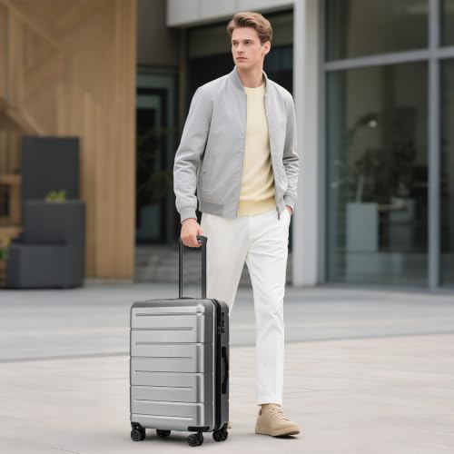 24 Inch Luggage (Silver / Checked-Medium 24-Inch)