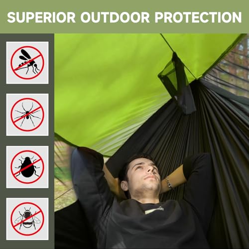 Camping Hammock with Mosquito Net (Top-green)