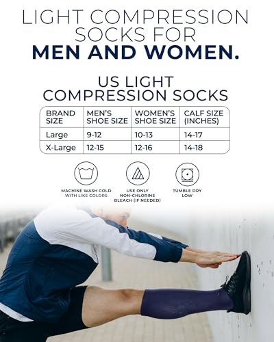 Compression Socks for Men (Large / Black/Tan/Navy - 3 Pairs)