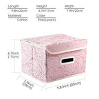 Collapsible Storage Boxes with Lids Fabric Decorative Storage Bins Cubes Organizer Containers Baskets with Cover Handles Divider for Bedroom Closet Living Room 9.8x7.9x6.7 Inch 3 Pack (Pink / Small(3-Pack))