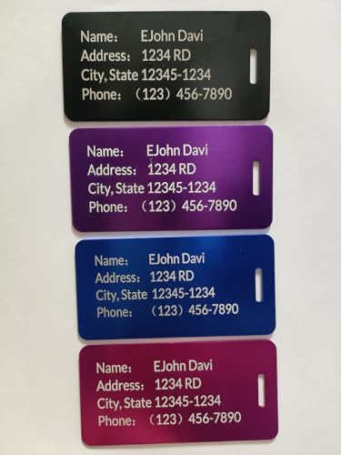 5Pack) Custom Personalized Luggage Tags-Customized Unique tag for Suitcase Backpack Travel,Bags (Purple (3.8×2)) (Purple (3.8×2))