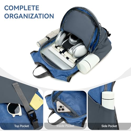 15L Small Hiking Backpack for Men Women Lightweight Packable Backpack Foldable Casual Daypack for Camping Travel Outdoor (Dark Blue)