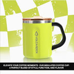 Coffee Mug with Handle and Lid (Lime with Brown Lid)