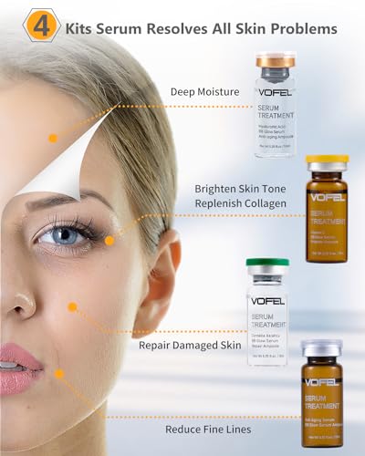 Anti Aging Serum with Hyaluronic Acid Vitamin C Serum Facial Serum Ampoules 0.35 oz 4 Kits 16 Vials (gift box)