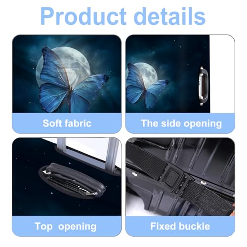 Blue Butterfly Luggage Cover Washable Suitcase Protector Anti (Blue butterfly / L(28-30inch suitcase))