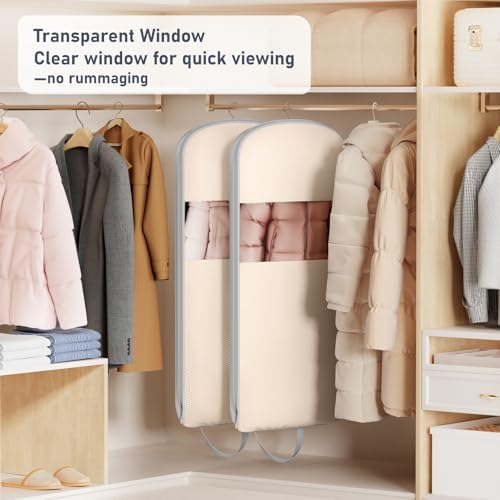 4 Pack 54" Garment Bags for Hanging Clothes (Beige / 54" 4 Pack)