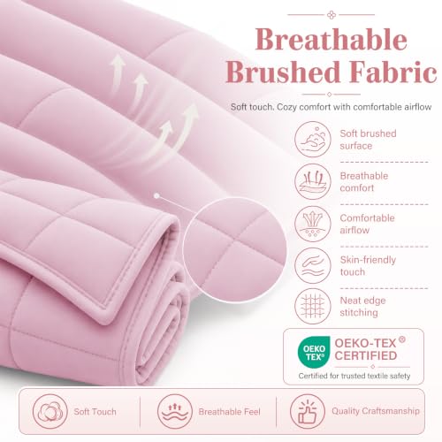King Size Weighted Blanket for Adults 25lbs (04-pink / 88" x 104" | 25lbs)