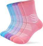 Crew Compression Socks for Women Men with Ankle Arch Support Plantar Fasciitis Relief 3 Pairs (X-Large / Pink+purple+blue(3 Pairs))