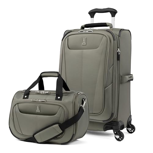 Maxlite 5 Softside 2pc Set Expandable Carry On Luggage with 4 Spinner Wheels (2-Piece Set (21/Tote) / Slate Green)