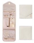 Travel Jewelry Organizer Case Foldable Jewelry Roll (Small / Beige)