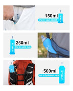 TPU Soft Flask Lightweight Portable Reusable Water Bottle (250ml/8.45oz-2 Pack-Light Blue)