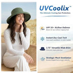 UVCoolix Women's UPF 50+ Wide Brim Cooling Sun Hat (Medium-Large / Khaki)