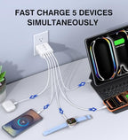 2‑Pack] 60W 5‑Port Multiport USB‑C Wall Charger (White)