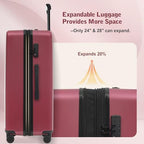 Luggage Sets 5 Piece Front Open (3-piece Set(20/24/28) / Red(20 top-open))