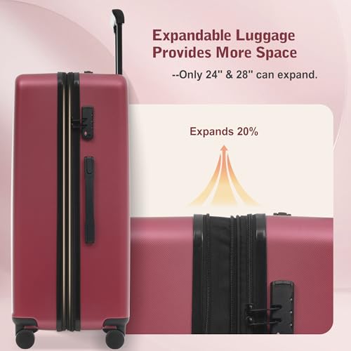 Luggage Sets 5 Piece Front Open (3-piece Set(20/24/28) / Red(20 top-open))