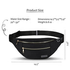 Fashion Cross body Fanny Pack Shoulder Bag for Women Men with Gold Zipper (Black(upgrade Fabric Gold Metal Zipper) / Large)