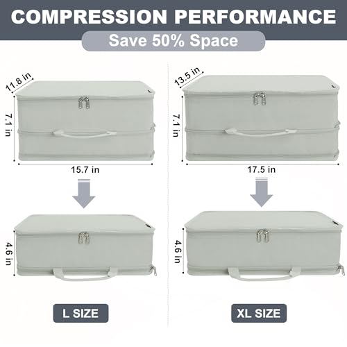 Compression Packing Cubes for Travel Packing Suitcase Organizer Bags (Grey / Extra Large)
