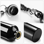 10 Pcs Aluminum Water Bottle 20 oz Reusable Bottles Lightweight Leak Proof Aluminum Sports Travel Bottles with Twist Cap Buckle for Gym (Black)