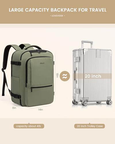 Travel Backpack for Women & Men (Green / 18 Inch - 4 Pcs)