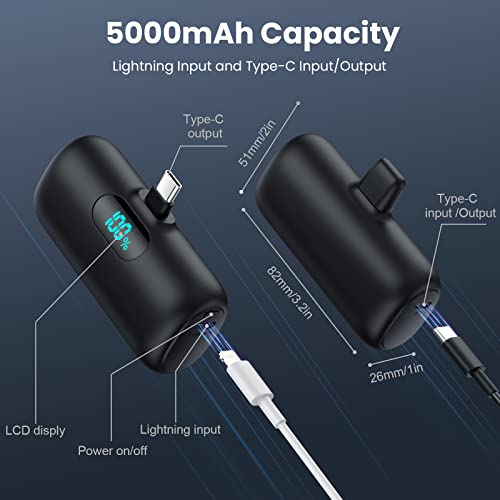 2 Pack] Mini Portable Charger 5000mAh Power Bank (Black+Black)