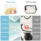 4 Pack Leakproof Clear Toiletry bags (2 Large 2 Medium / White)