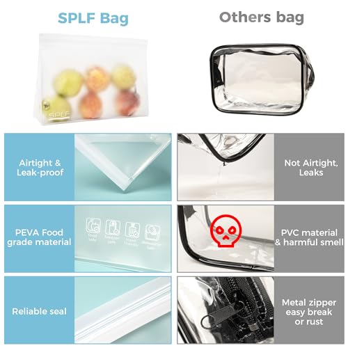 4 Pack Leakproof Clear Toiletry bags (2 Large 2 Medium / White)