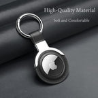 Compatible with AirTag Case Airtag Keyring Leather Protective Case AirTags Loop Holder Air Tags Protective Cover Airtag Key Chain Loop Holders for Luggage Dog Cat Pet Collar (Black)