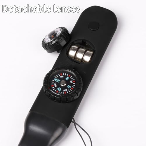 Multifunctional Survival Emergency Whistle for Kids with Compass Hiking Survival (obsidian black2pcs)