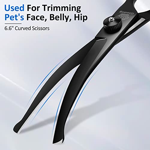 Dog Grooming Scissors Kit with Safety Round Tips (Black 5 in 1)