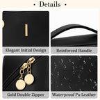 Initial Makeup Bag Personalized Gift for Women Teen Girls (Black / I)