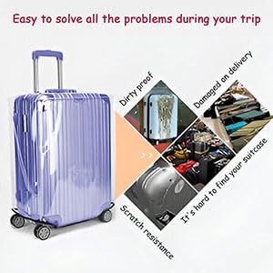 28 Inch PVC Clear Suitcase Cover (Black Trim-0.4mm / L Suitcase Cover.)