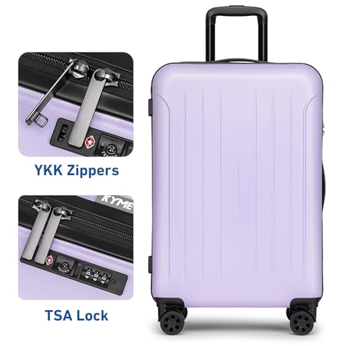 24 Inch Medium Luggage Checked TSA Approved Suitcase (Light Purple / 24" Checked)