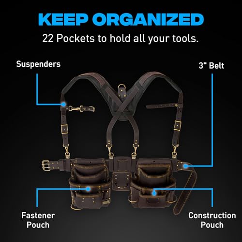 Framing Leather Tool Belt + Suspenders (Framing Belt + Suspenders / XL)