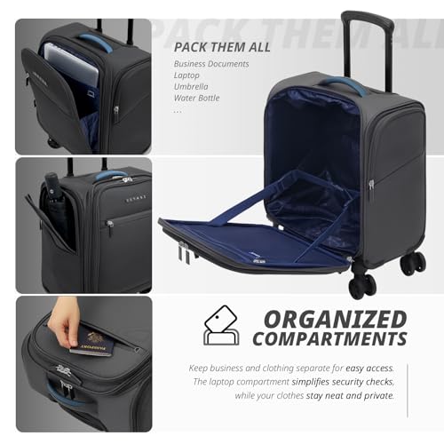 Underseat Carry On Luggage with Wheels (Grey / 14.5-Inch Plus Underseat)