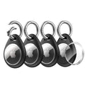 Holder for Apple AirTag [Fit Tightly Design] [Easy to Install] [Hold Air Tag Securely] Waterproof TPU Shell Case with All Metal Keychain Key Ring Clip (Black)