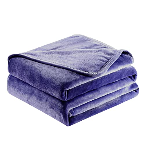 Luxury Microfiber Flannel Blanket (Navy Blue / 90x90 Inches)