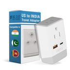 US to India Plug Adapter (white gray)