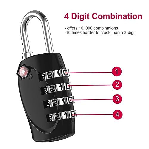 Luggage Locks TSA Approved (Black, 2P)