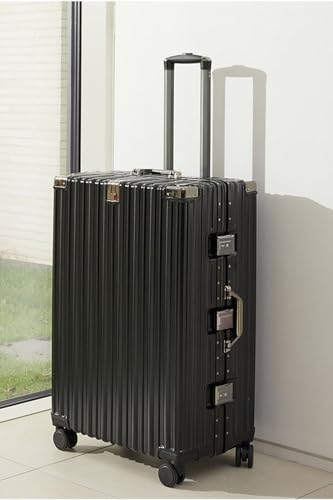26 Inch Checked Zipperless Luggage with Cup Holder (Black (PC+Aluminum) / Checked in 26inch)