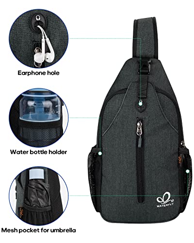 Crossbody Sling Backpack Sling Bag Travel Hiking Daypack (Z-hemp Black / Small)