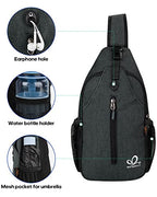Crossbody Sling Backpack Sling Bag Travel Hiking Daypack (Z-hemp Black / Small)