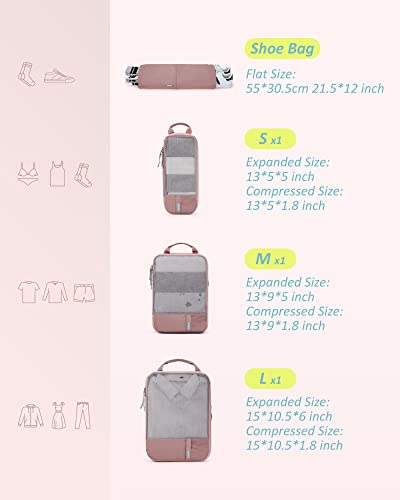 4 Set Compression Packing Cubes for Travel (Brier Rose-4 PCS / Set of 4)