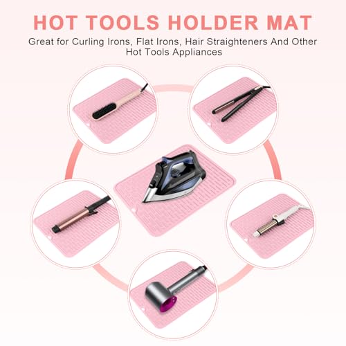 Oversize Silicone Heat Resistant Mat for Hair Tools (Pink)
