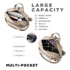 PU Leather Small Backpack Purse for Women Ladies Beige (Beige)